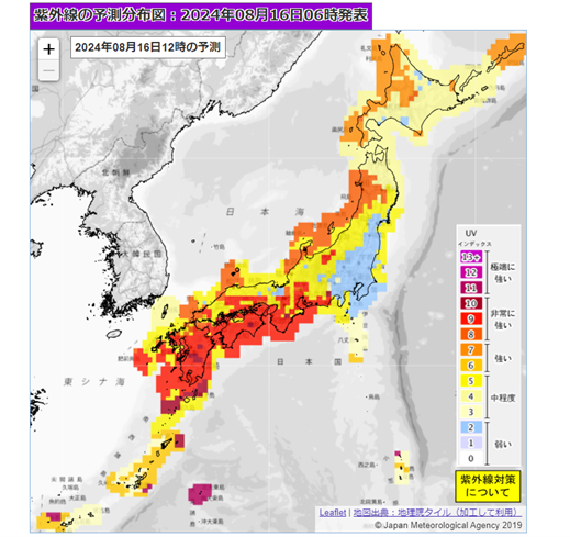 紫外線の予測分布図（気象庁）