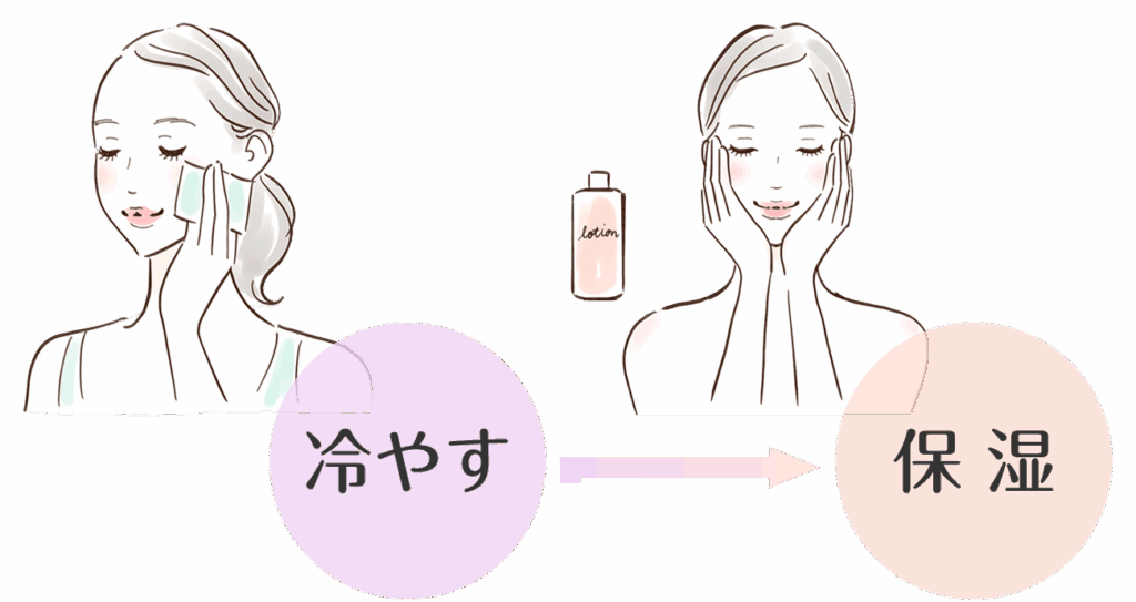 日焼けしてしまった部分がある場合は、冷たいタオルで冷やしてから、保湿クリームやアロエジェルでしっかりとケアすることが大切