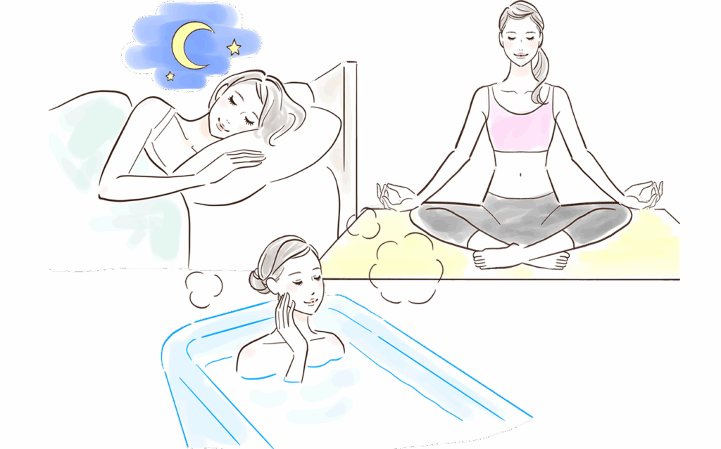 即効性のある対策の中でも、特に重要なのは入浴、睡眠、運動の3つです