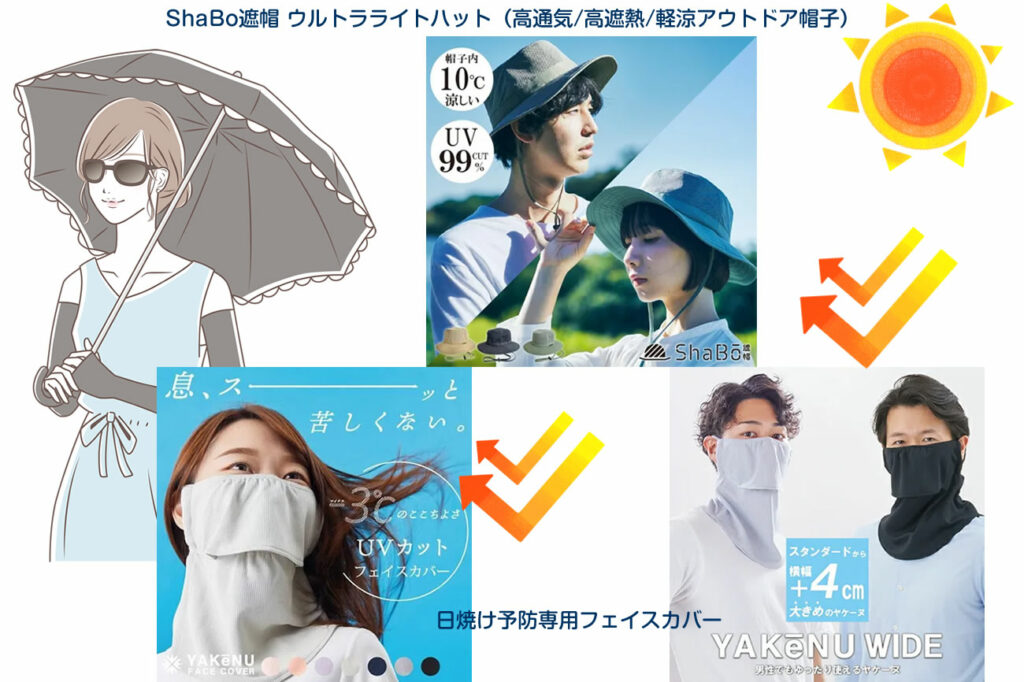 SHABOとヤケーヌで物理的に紫外線を遮断する